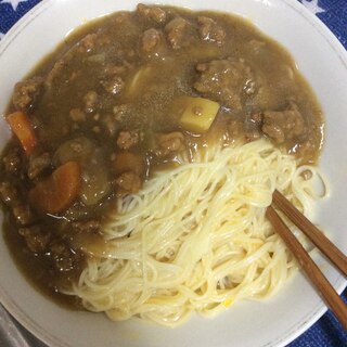 カレーそうめん♪生卵絡め